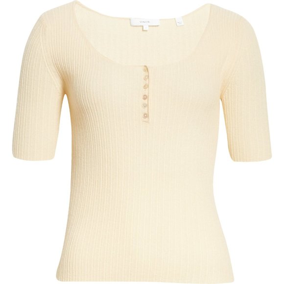 NWT Vince Cashmere Henley Button Top - Picture 3 of 13
